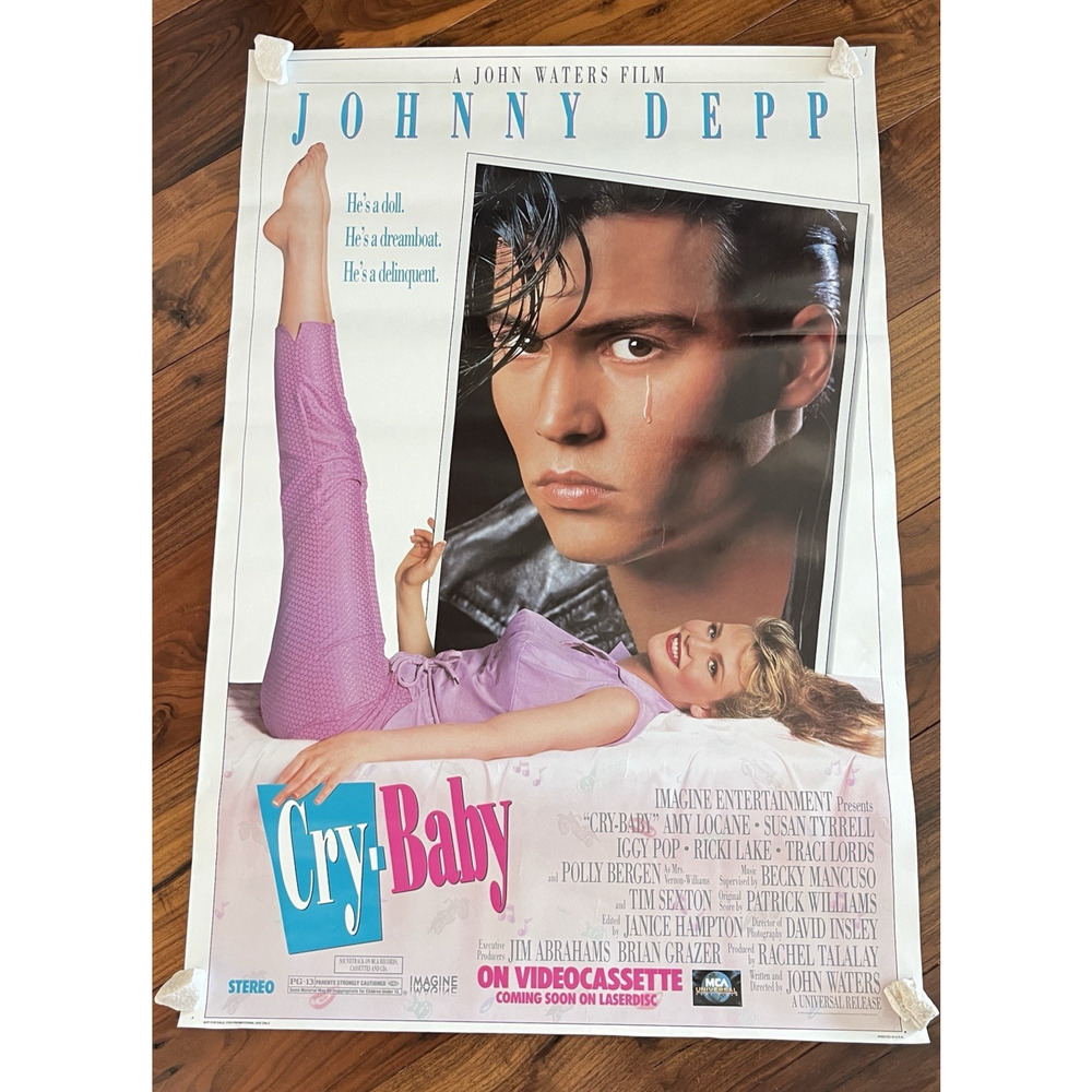 Cry-Baby Promo Poster 1990 John Waters Johnny Depp Traci Lords Vintage 40"x27"